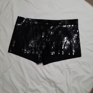 Express Shimmering Black Mid Waist Shorts